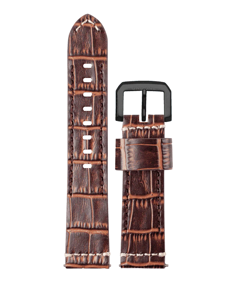 22mm Alligator Brown with Beige stitching - Image 4
