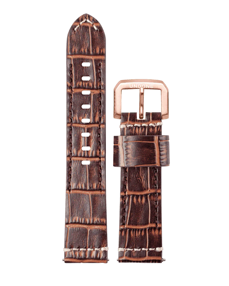 22mm Alligator Brown with Beige stitching - Image 6